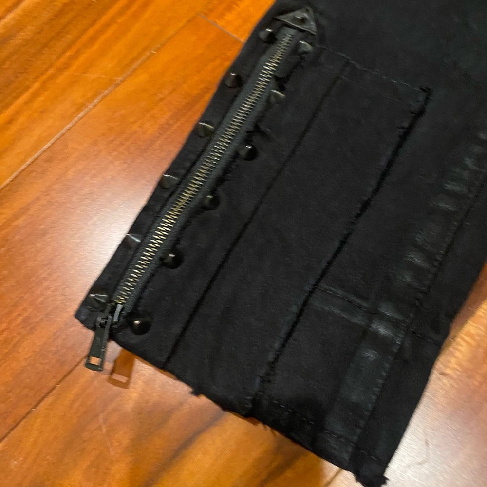 RALPH LAUREN BLACK LABEL WAXED MOTO PATCHWORK JEANS - Picture 10 of 14